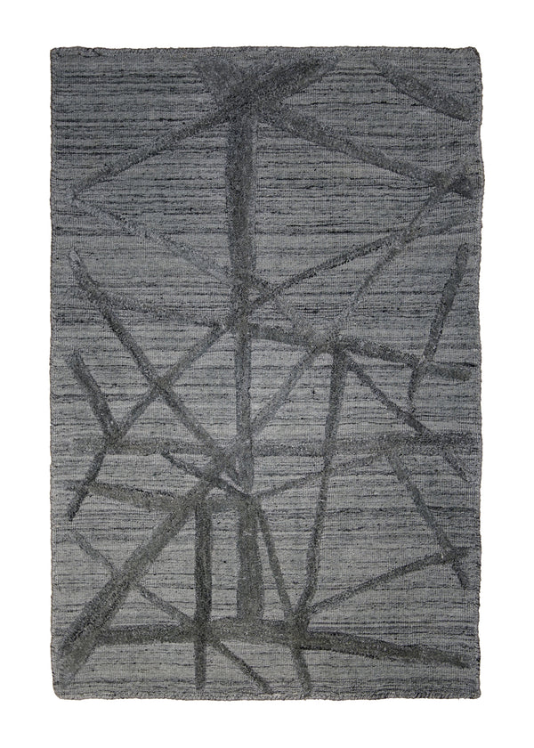 A29698 Oriental Rug Indian Handmade Area Modern Neutral 2'0'' x 3'0'' -2x3- Gray Crackle High Low Pile Design