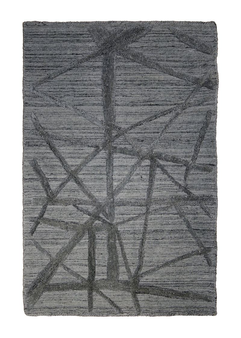 A29698 Oriental Rug Indian Handmade Area Modern Neutral 2'0'' x 3'0'' -2x3- Gray Crackle High Low Pile Design