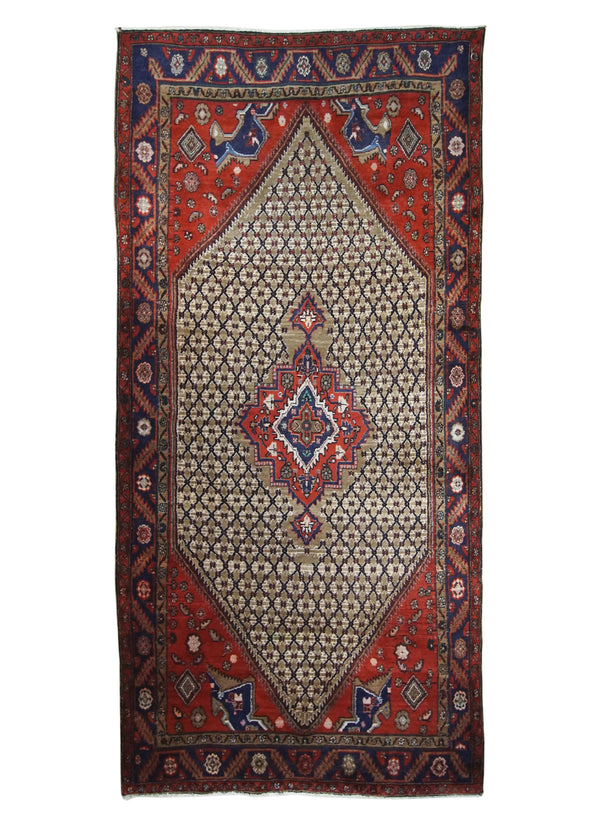 A29700 Persian Rug Nahavand Handmade Area Tribal 4'9'' x 9'11'' -5x10- Whites Beige Blue Red Geometric Design