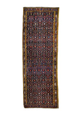 A29706 Persian Rug Azerbaijan Handmade Runner Tribal Vintage 3'5'' x 9'9'' -3x10- Yellow Gold Blue Geometric Herati Design.jpg