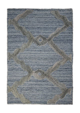 A29731 Oriental Rug Indian Handmade Area Modern Neutral 2'0'' x 3'0'' -2x3- Blue Geometric High Low Pile Design