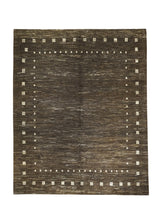 A29734 Oriental Rug Pakistani Handmade Area Transitional Tribal 7'12'' x 9'11'' -8x10- Brown Gabbeh Geometric Plain Design