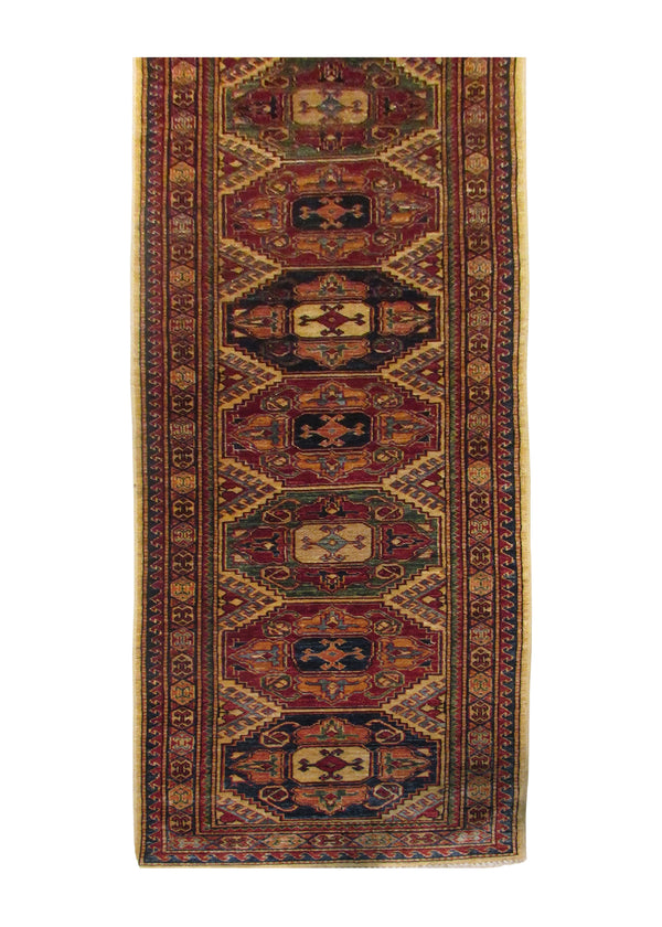 A29741 Oriental Rug Pakistani Handmade Runner Transitional Tribal 2'9'' x 9'9'' -3x10- Multi-color Red Kazak Geometric Design