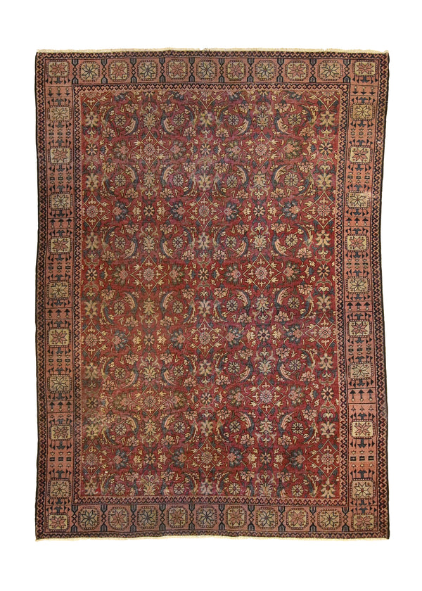 A29763 Oriental Rug Turkish Handmade Area Antique Traditional 5'10'' x 8'1'' -6x8- Red Floral Design