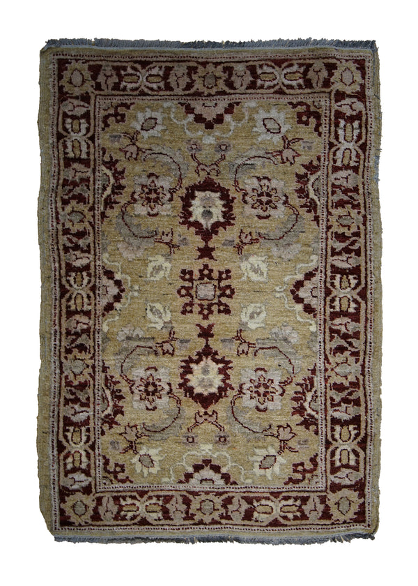 A29788 Oriental Rug Pakistani Handmade Area Transitional 2'6'' x 3'6'' -3x4- Yellow Gold Red Antique Washed Oushak Floral Design