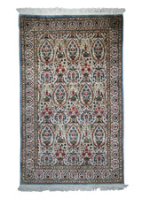 A29795 Oriental Rug Indian Handmade Area Traditional 3'1'' x 5'0'' -3x5- Whites Beige Blue Floral Design