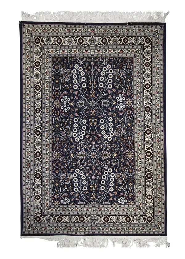 A29866 Oriental Rug Turkish Handmade Area Traditional 4'0'' x 6'0'' -4x6- Blue Whites Beige Floral Design