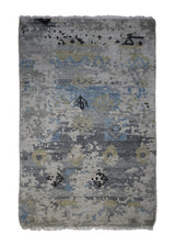 A29903 Oriental Rug Indian Handmade Area Transitional 2'0'' x 3'0'' -2x3- Whites Beige Gray Erased Abstract Design