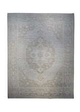 A29915 Oriental Rug Pakistani Handmade Area Transitional Neutral 8'12'' x 11'7'' -9x12- Whites Beige Blue Silver Wash Oushak Floral Design