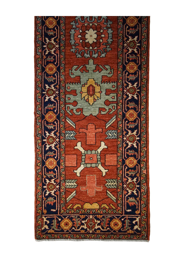 A29941 Oriental Rug Pakistani Handmade Runner Transitional Tribal 2'10'' x 14'11'' -3x15- Red Serapi Geometric Design