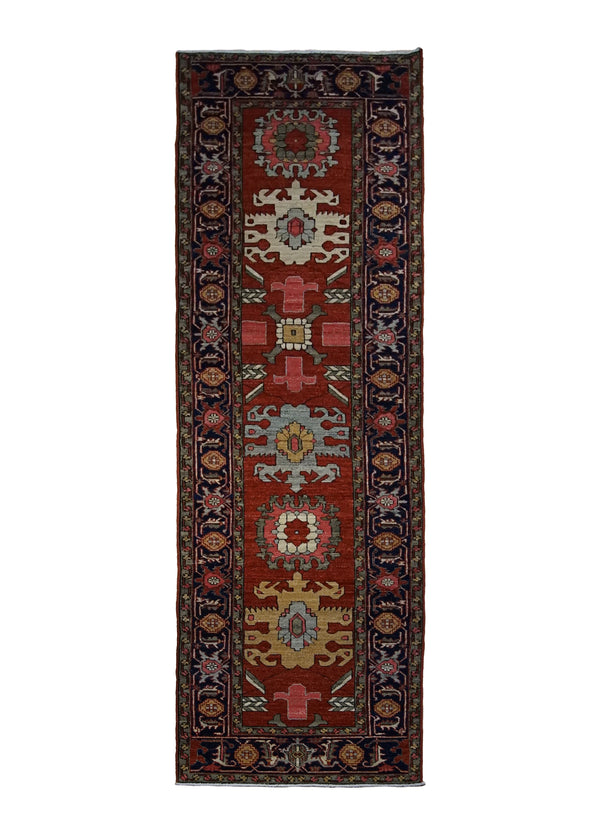 A29946 Oriental Rug Pakistani Handmade Runner Transitional Tribal 2'8'' x 10'0'' -3x10- Red Serapi Geometric Design