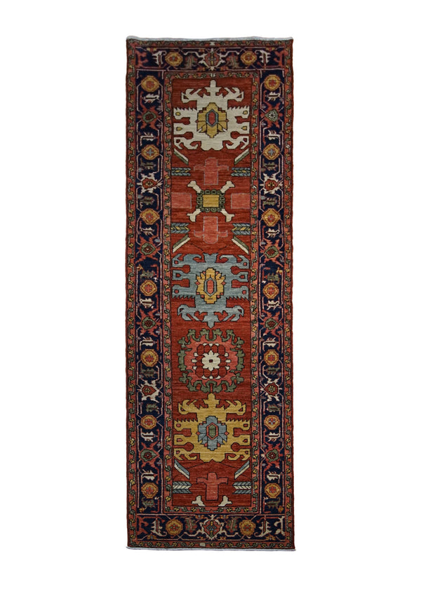 A29947 Oriental Rug Pakistani Handmade Runner Transitional Tribal 2'8'' x 9'11'' -3x10- Red Serapi Geometric Design