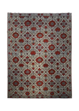 A29952 Oriental Rug Pakistani Handmade Area Transitional 9'3'' x 12'4'' -9x12- Whites Beige Red Serapi Geometric Design