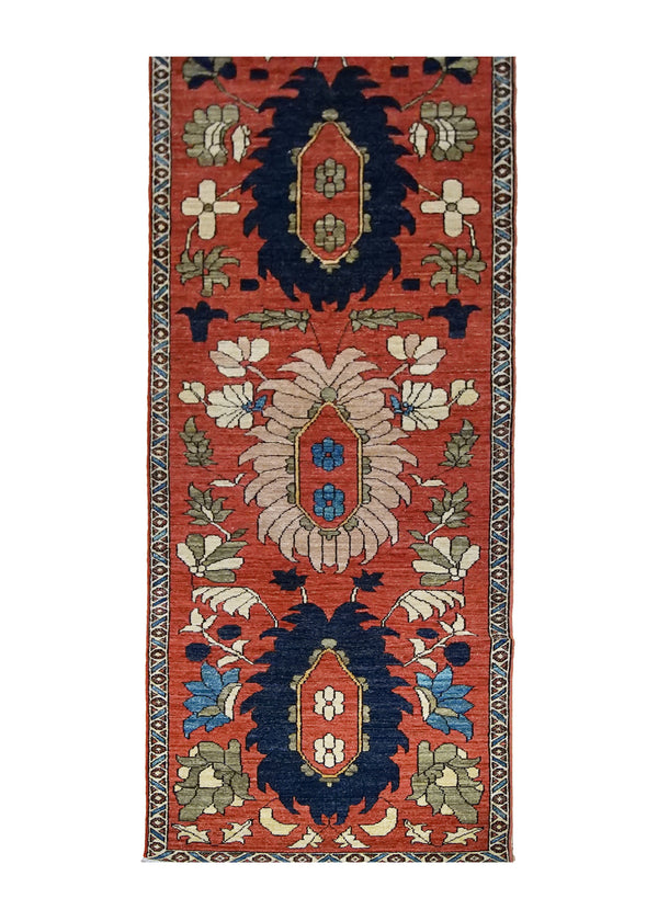 A29980 Oriental Rug Pakistani Handmade Runner Transitional 2'9'' x 10'3'' -3x10- Red Serapi Geometric Design
