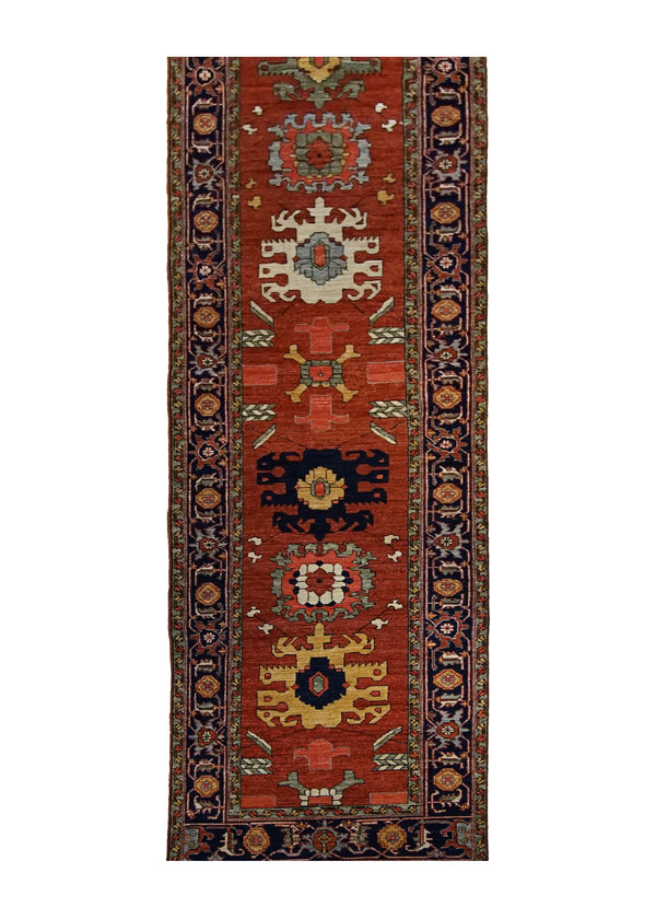 A29998 Oriental Rug Pakistani Handmade Runner Transitional Tribal 3'1'' x 13'4'' -3x13- Red Serapi Geometric Design