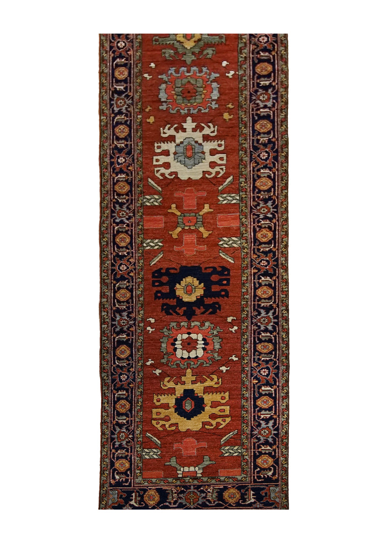 A29998 Oriental Rug Pakistani Handmade Runner Transitional Tribal 3'1'' x 13'4'' -3x13- Red Serapi Geometric Design