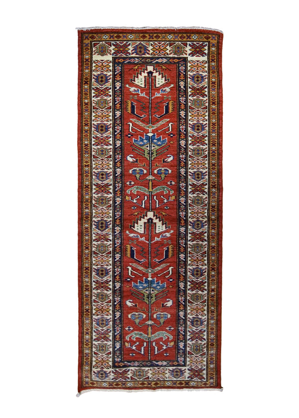 A30004 Oriental Rug Pakistani Handmade Runner Transitional Tribal 1'11'' x 6'4'' -2x6- Red Kazak Geometric Design