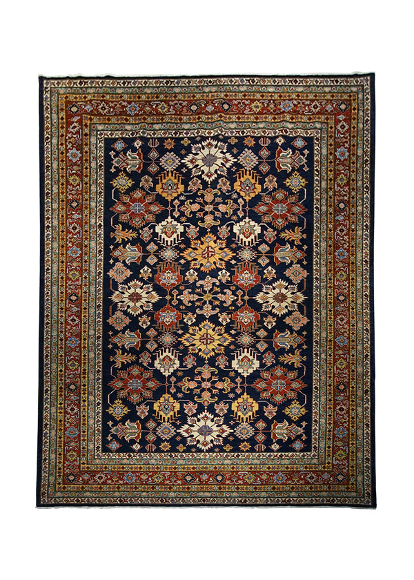 A30009 Oriental Rug Pakistani Handmade Area Transitional Tribal 7'12'' x 10'1'' -8x10- Blue Red Kazak Geometric Design