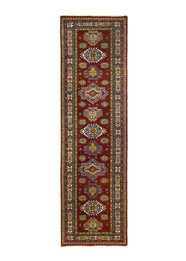 A30018 Oriental Rug Pakistani Handmade Runner Transitional Tribal 2'11'' x 9'9'' -3x10- Red Kazak Geometric Design.jpg