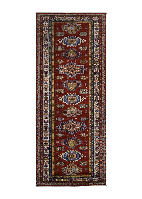 A30023 Oriental Rug Pakistani Handmade Runner Transitional Tribal 3'0'' x 9'9'' -3x10- Red Kazak Geometric Design