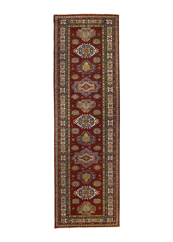 A30023 Oriental Rug Pakistani Handmade Runner Transitional Tribal 3'0'' x 9'9'' -3x10- Red Kazak Geometric Design.jpg