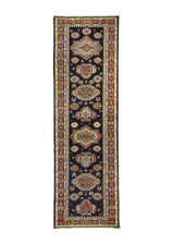A30042 Oriental Rug Pakistani Handmade Runner Transitional Tribal 2'9'' x 8'10'' -3x9- Blue Red Kazak Geometric Design.jpg