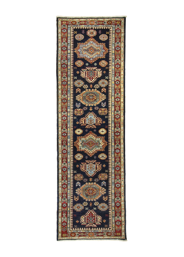 A30042 Oriental Rug Pakistani Handmade Runner Transitional Tribal 2'9'' x 8'10'' -3x9- Blue Red Kazak Geometric Design.jpg