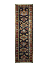 A30042 Oriental Rug Pakistani Handmade Runner Transitional Tribal 2'9'' x 8'10'' -3x9- Blue Red Kazak Geometric Design