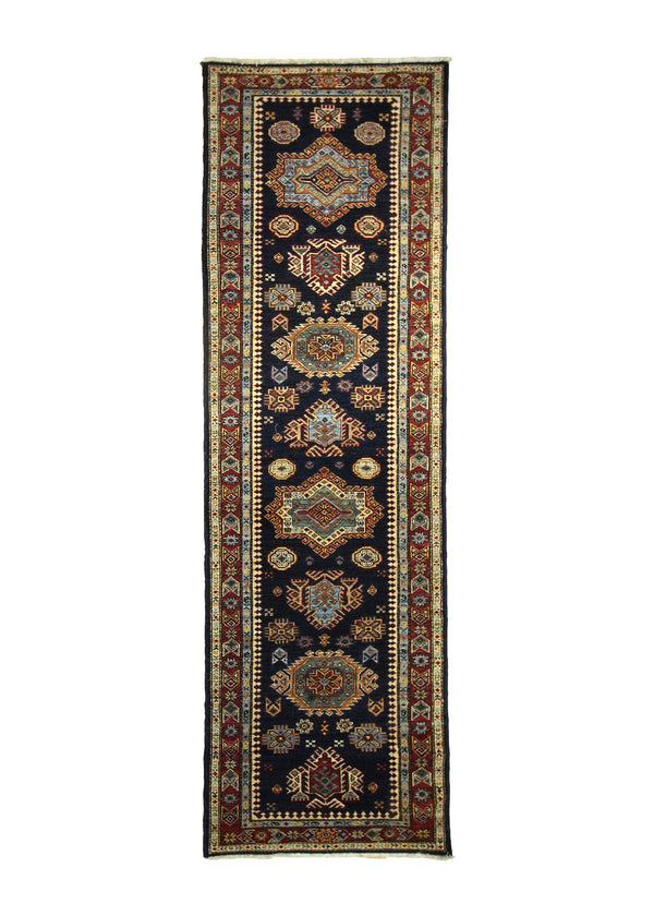 A30042 Oriental Rug Pakistani Handmade Runner Transitional Tribal 2'9'' x 8'10'' -3x9- Blue Red Kazak Geometric Design