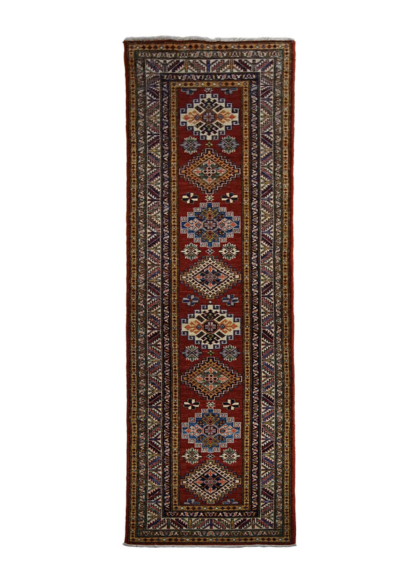 A30044 Oriental Rug Pakistani Handmade Runner Transitional Tribal 2'5'' x 8'8'' -2x9- Red Kazak Geometric Design