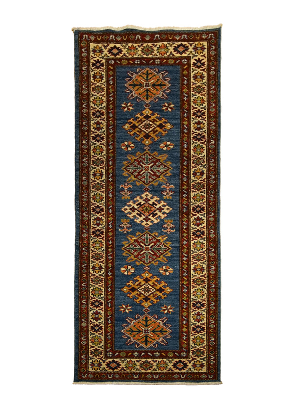 A30045 Oriental Rug Pakistani Handmade Runner Transitional Tribal 2'1'' x 5'7'' -2x6- Blue Kazak Geometric Design