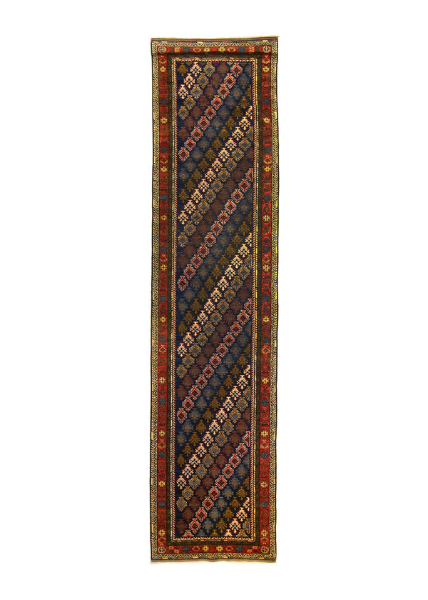A30085 Oriental Rug Pakistani Handmade Runner Transitional Tribal 3'5'' x 13'8'' -3x14- Blue Red Baloch Geometric Design.jpg