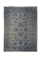 A30132 Oriental Rug Pakistani Handmade Area Transitional Neutral 6'1'' x 8'8'' -6x9- Whites Beige Blue Silver Wash Oushak Floral Design