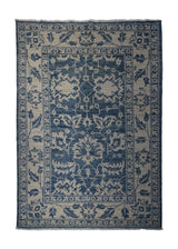 A30138 Oriental Rug Pakistani Handmade Area Transitional Neutral 4'4'' x 6'9'' -4x7- Blue Whites Beige Silver Wash Oushak Floral Design