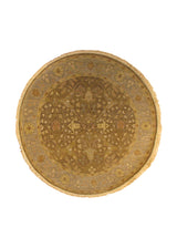 A30165 Oriental Rug Indian Handmade Round Transitional 4'0'' x 4'0'' -4x4- Brown Oushak Design