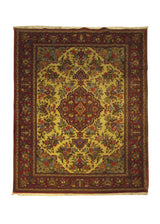 A30173 Persian Rug Qum Handmade Area Traditional 4'9'' x 6'10'' -5x7- Whites Beige Red Floral Design