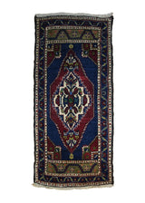 A30175 Oriental Rug Turkish Handmade Area Tribal 1'10'' x 3'11'' -2x4- Blue Red Yastik Geometric Design