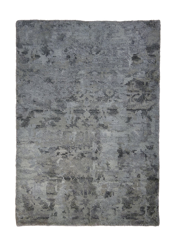 A30222 Oriental Rug Indian Handmade Area Modern Neutral 2'0'' x 3'0'' -2x3- Gray Abstract Erased Design