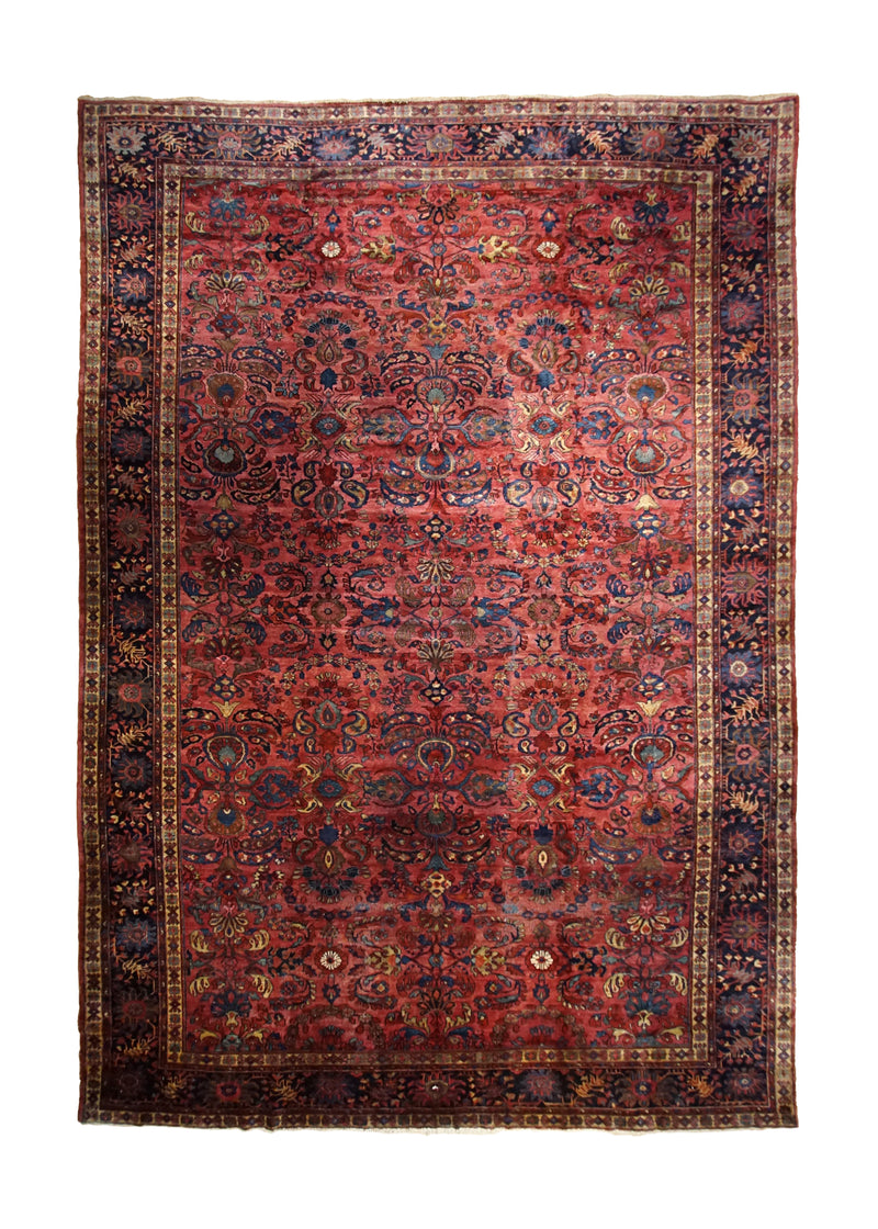 A30285 Persian Rug Lilihan Handmade Area Traditional Antique 10'8'' x 15'9'' -11x16- Red Blue Floral Design