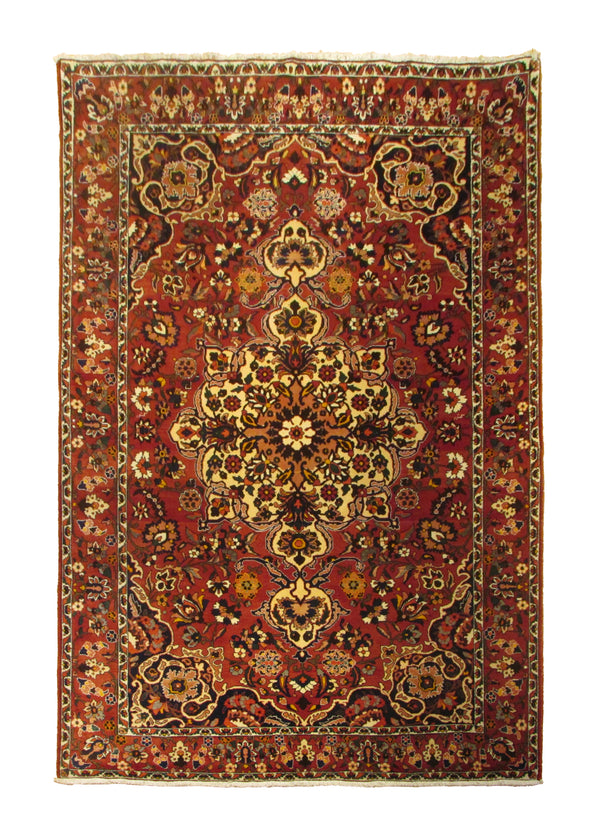 A30304 Persian Rug Bakhtiari Handmade Area Tribal 6'9'' x 9'11'' -7x10- Red Blue Saamaan Floral Design