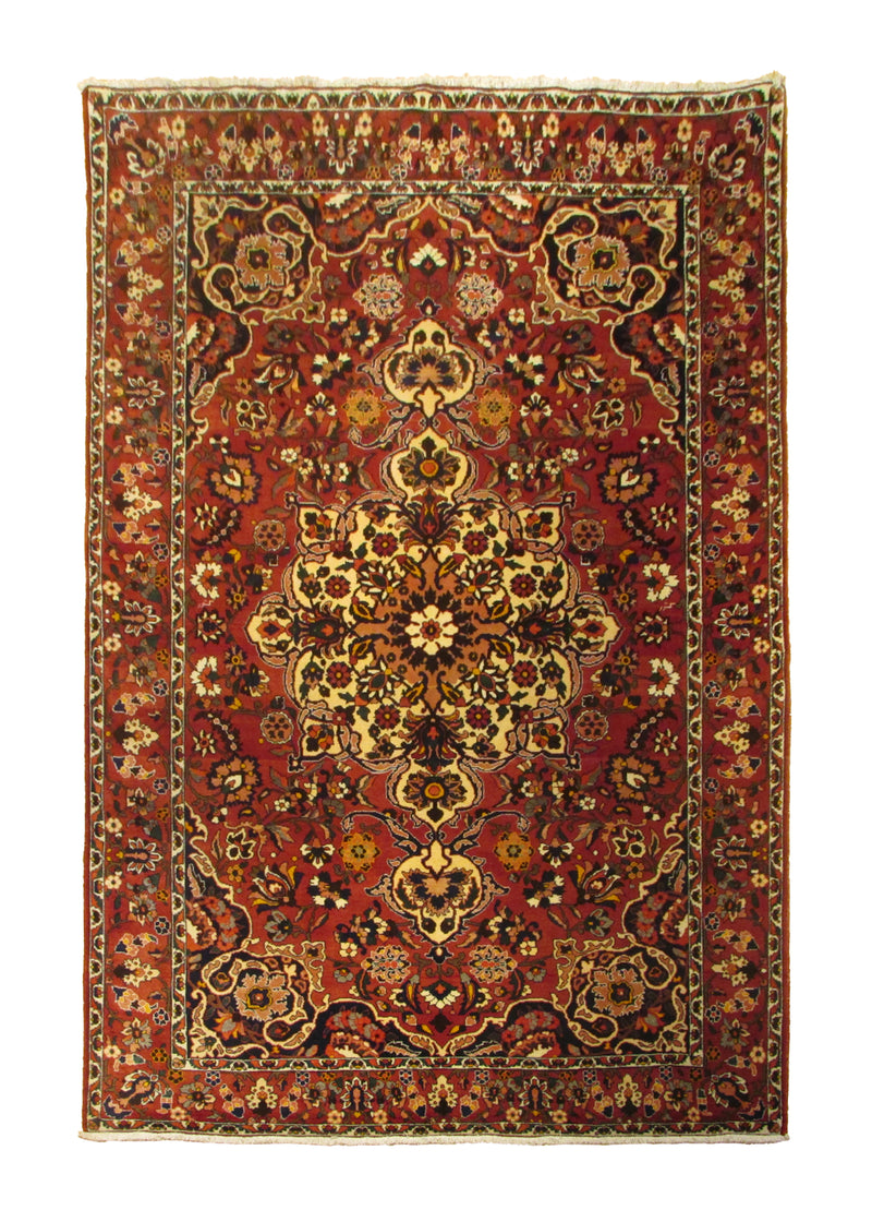 A30304 Persian Rug Bakhtiari Handmade Area Tribal 6'9'' x 9'11'' -7x10- Red Blue Saamaan Floral Design