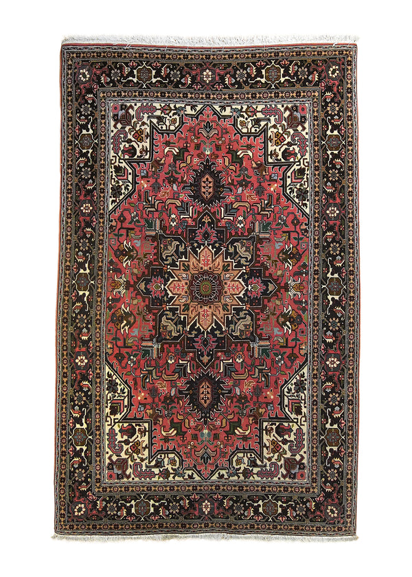 A30305 Persian Rug Tabriz Handmade Area Traditional 3'4'' x 5'2'' -3x5- Red Floral Heriz Design.jpg
