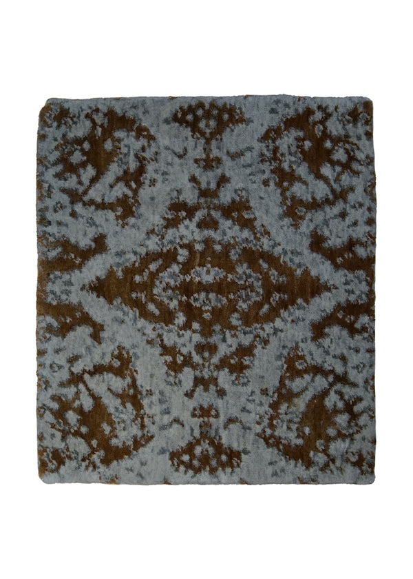 A30339 Oriental Rug Indian Handmade Area Modern 1'6'' x 1'6'' -2x2- Orange Splatter Abstract Design