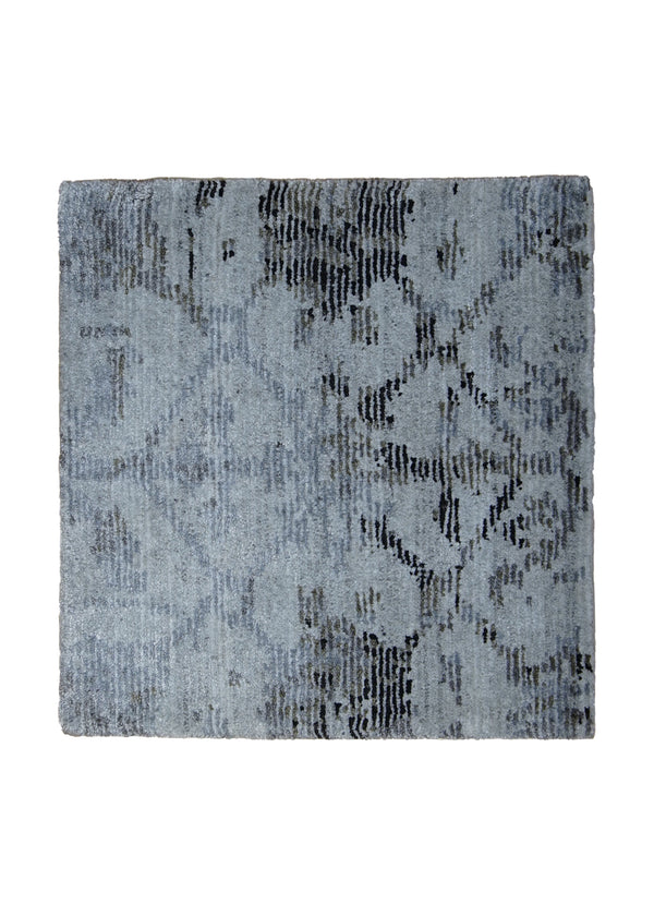 A30340 Oriental Rug Indian Handmade Area Modern 1'6'' x 1'6'' -2x2- Gray Geometric Abstract Design