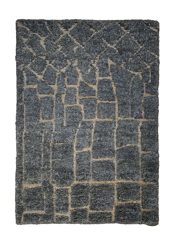 A30342 Oriental Rug Indian Handmade Area Modern 2'0'' x 3'0'' -2x3- Gray Stripes Abstract Design