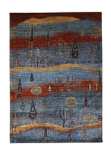 A30356 Oriental Rug Pakistani Handmade Area Transitional Tribal 4'2'' x 5'11'' -4x6- Blue Red Lori Geometric Gabbeh Design