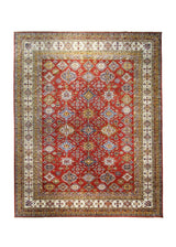 A30371 Oriental Rug Pakistani Handmade Area Transitional Tribal 11'10'' x 14'11'' -12x15- Red Kazak Geometric Design