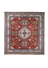 A30412 Oriental Rug Pakistani Handmade Square Transitional Tribal 5'11'' x 6'5'' -6x6- Red Kazak Geometric Design