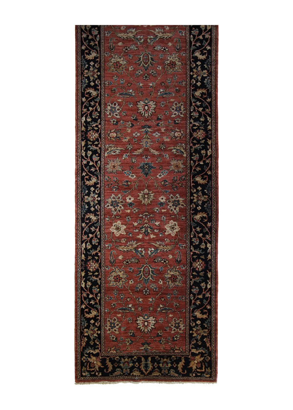 A30432 Oriental Rug Pakistani Handmade Runner Transitional 2'9'' x 9'8'' -3x10- Red Blue Floral Design