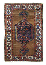 A30451 Persian Rug Saraband Handmade Area Tribal Antique 4'3'' x 6'7'' -4x7- Brown Red Geometric Design